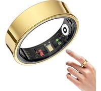 Générique Bague Connectée Korons, Bague De Santé étanche Ip68, Légère Et Confortable, Compatible Android Et iOS, Appareil Portable, Compteur De Pas Et Suivi De La Distance, Alliage De Titane(Gold,#7)