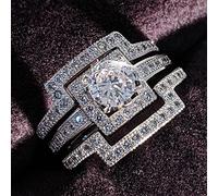 Générique Bague de couple Mariage Saint-Valentin 3in1 Silver Rings Set Design délicat Set Fashion Ring Light High Grade Ring Graduation Gift Day Gift Birthday (Silver, 8)