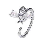 Générique Bague de couple Mariage Saint-Valentin À ma fille abeille abeille bague rotative strass anxiété cadeau pour cadeau de retour à l'école (Silver, One Size)