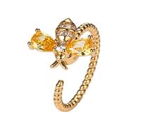 Générique Bague de couple Mariage Saint-Valentin À ma fille abeille abeille bague rotative strass anxiété cadeau pour cadeau de retour à l'école (Gold, One Size)