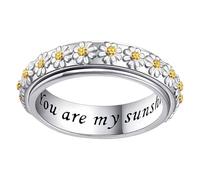 Générique Bague de couple Mariage Saint-Valentin Bague de mariage réglable, anneau rotatif à fleurs, anneau bicolore tendance pour femmes et filles, taille 6 à 10 (Silver, 9)