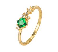 Générique Bague de couple Mariage Saint-Valentin Bague de mode émeraudes Zircon en émeraudes dorées en dames pierres précieuses (Gold, 6)