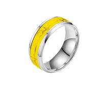 Générique Bague de couple Mariage Saint-Valentin Bague multicolore en forme de coeur en acier, multicolore, Couple, cadeau (Yellow, D)