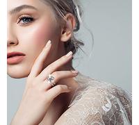 Générique Bague de couple Mariage Saint-Valentin Carré Argent Cubic Zirconia Bridal Strass Bague de fiançailles Full Zirconia Solitaire Ring 5 11 (Silver, 6)