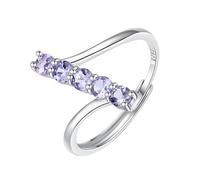 Générique Bague En Argent 925 Avec Pierre Précieuse Naturelle Ronde Et Cristal, Idéale Pour Un Mariage, Une Fête, Un Cocktail Ou Comme Cadeau Pour Femme Ou Fille, Avec Boîte Cadeau