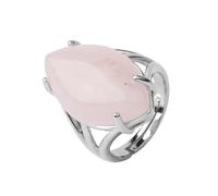 Générique Bague En Cristal De Pierre Naturelle Pour Femme, Grande Pierre Cabochon Taille Marquise, Couleur Argent, Style Cocktail, Élégante Et Vintage, Ajustable, Bijou Précieux, Cadeau Pour Ma