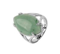 Générique Bague En Cristal De Pierre Naturelle Pour Femme, Grande Pierre Cabochon Taille Marquise, Couleur Argent, Style Cocktail, Élégante Et Vintage, Ajustable, Bijou Précieux, Cadeau Pour Ma