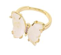 Générique Bague Femme Ajustable, Bague Ajustable En Pierre Naturelle Sertie D'Une Pierre Papillon En Cristal Doré, Alliance Reiki, Bijou D'Éternité, Cadeau De Saint-Valentin Pour Maman, Fille O