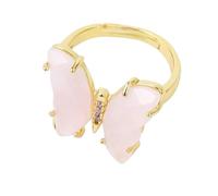 Générique Bague Femme Ajustable, Bague Ajustable En Pierre Naturelle Sertie D'Une Pierre Papillon En Cristal Doré, Alliance Reiki, Bijou D'Éternité, Cadeau De Saint-Valentin Pour Maman, Fille O
