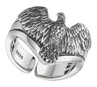 Générique Bague Intérieure Polie Lisse Design Rétro Ajustable Aigle en Cuivre Argenté Usage Quotidien Fêtes