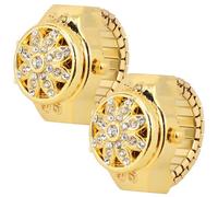 Générique Bague Montre Électronique Dorée Ornée de Cristaux, Design Pétale Décoratif, Lot de 2 Pièces, Alliage de Zinc, Montre à Bague Chic pour Femme, Accessoire Bijou et Pratique