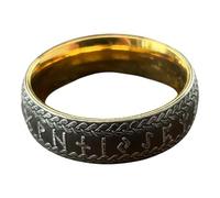 Générique BAGUE NOIR/OR RUNE VIKING RAGNAR CELTIC THOR ANNEAU + POCHETTE VIKING