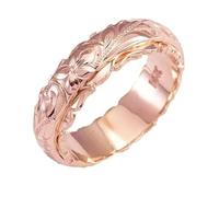 Générique Bague Or Rose Mariage Elégant Bague Or Et Fleur Gravée Organisateur Trucs Anneaux (Rose Gold, 8)