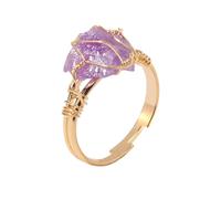 Générique Bague Reglable Femme, Bague En Cristal De Pierre Naturelle, Sertie De Fil D'Or, Ajustable, Éternité, Bijou Charmant, Cadeau Pour La Fête Des Mères, Pour Une Maman, Une Fille O