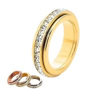 Générique Bague tournante scintillante, Bague anti-anxiété et anti-stress, Rotative, Imperméable et Inaltérable, Symbole de vœux et de chance pour le quotidien (Or,11)