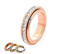 Générique Bague tournante scintillante, Bague anti-anxiété et anti-stress, Rotative, Imperméable et Inaltérable, Symbole de vœux et de chance pour le quotidien (Or rose,9)