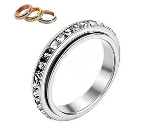 Générique Bague tournante scintillante - Bague anti-stress rotative - Symbole de vœux et de chance Résistante à l'eau et inaltérable Idéale pour le quotidien, les soirées et comme cadeau. (Argent,9)