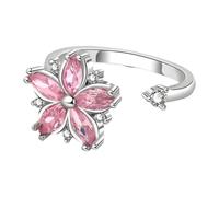 Générique Bague XSpin - Ajustable Floral Fleur de Cerisier Rose Zircon Rotatif | Anneau anti-stress apaisant pour réduire le stress, longs vols, méditation en classe, prise de parole en public