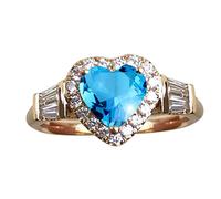 Générique Bagues Anneaux Sapphire Statement Engagement Rings For Women Anniversaire Promise Rings For Her Crochets Bagues Bagues (Sky Blue, 7)