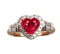 Générique Bagues Anneaux Sapphire Statement Engagement Rings For Women Anniversaire Promise Rings For Her Crochets Bagues Bagues (Red, 7)