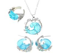 Générique Bagues d ' amitié océan ensemble de bijoux de rencontres uniques boucles d ' oreilles océan élégantes collier pendentif de mode pour les bagues réglables quotidiennes et de fête