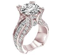 Générique Bagues Fournitures Anneaux roue bague élégante géométrie strass bague pleine bagues en pour les femmes taille 6 10 Boîte Anneaux (Rose Gold, 6)