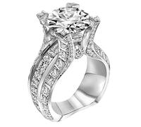 Générique Bagues Fournitures Anneaux roue bague élégante géométrie strass bague pleine bagues en pour les femmes taille 6 10 Boîte Anneaux (Silver, 6)