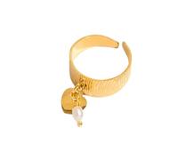 Générique Bagues ouvertes à Double couche avec pendentif en forme de cœur doré en acier inoxydable pour femmes, adaptées fêtes et, bagues tendance pour femmes