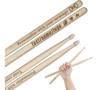 Générique Baguettes Personnalisées en Bois d'Érable 5A/7A avec Texte/LOGO/nom Gravé au Laser, Cadeau pour Musiciens, Batteur, Groupe
