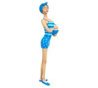 Générique Baigneuse rétro avec 1 Ballon de Plage Statue Décoration Mer Océan Salle de Bain de 34cm