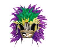 Générique Bal Masqué Demi-Masque Mystère Masque De Venise Couple Para Carnaval Halloween Disfraz Mascarade Femme Plumes Pour Cosplay Mardi Gras Déguisement Fête Costumée(Dark Violet)