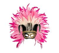 Générique Bal Masqué Demi-Masque Mystère Masque De Venise Couple Para Carnaval Halloween Disfraz Mascarade Femme Plumes Pour Cosplay Mardi Gras Déguisement Fête Costumée(Rose)