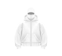 Générique Balaclava Ninja Zipper Hoodie with Built in Balaclava, Double Hooded Jacket Hoodie with Mask, Wind-Resistant Winter Hoodies (White (Zipper),TG)