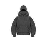 Générique Balaclava Ninja Zipper Hoodie With Built In Balaclava, Double Hooded Jacket Hoodie With Mask, Wind-Resistant Winter Hoodies (Dark gray (pullover),M)