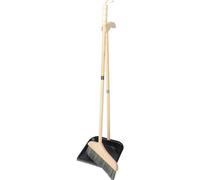 Générique Balai et Pelle à Poussière en Bois, Long Manche, Noir | Bristles Souples, Design Autoportant, pour Couloirs, Halls et Sols en Ciment, Poils D’animaux