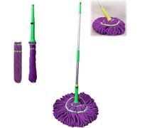 Générique Balai Twist Ultra Absorbante - Balai Microfibre 360° avec Essorage, Manche Télescopique, Serpillière pour Tous Types de Sols (Carrelage, Parquet, Lino), Violet, 2 Têtes