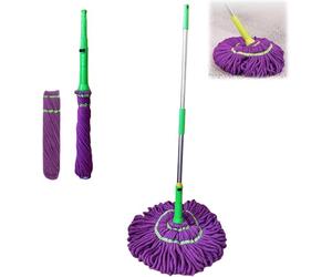 Générique Balai Twist Ultra Absorbante - Balai Microfibre 360° avec Essorage, Manche Télescopique, Serpillière pour Tous Types de Sols (Carrelage, Parquet, Lino), Violet, 2 Têtes