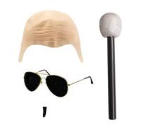 Générique Bald Cap Costume, Funny Headwear with Glasses for Cosplay Theater, Realistic Fancy Hat, Men Women Halloween Performance Party, Graduation, Stages Events, 5.5x27cm