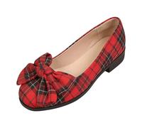 Générique Ballerines décontractées pour Femme avec Bout Rond et Noeud Papillon en Tissu à imprimé Carreaux Semelle Plate Souple Type Ballerines pour Le Printemps et Le Quotidien