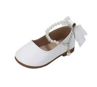 Générique Ballerines plates Mary Jane pour petites filles, Chaussures avec sangle de cheville en perles, Nœud en satin, Parfaites pour un mariage ou une cérémonie