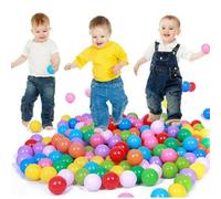 Générique Balles de Jeu en Plastique 5,5 cm Set colorée, avec Sûre pour Piscine Boule Océanique Aux Couleur Vive, Y Compris Un Sac Filet, Souple Anti-Écrasement - À Partir 6 Mois