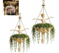 Générique Ballet Dancer Hanging Planter,Resin Mermaid Flower Pot with Metal Chains,Whimsical Ballerina Flower Basket Vase Garden Bowl,for Succulents Vines Greenery Porch Patio Balconie Decor