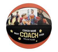 Générique Ballon de Basketball avec Photo, Taille 5/7 (74,9 cm) avec Photo, nom personnalisé, pour fête des pères, Noël, Anniversaire, Meilleur Papa, Homme, Fils, entraîneur (Style 12)