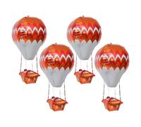 Générique Ballons Aluminium de Montgolfière 4d Résistant la Décoloration Lot de 5 en Feuille D'aluminium Orange et Blanc et Maintien D'air pour Décoration de Fête
