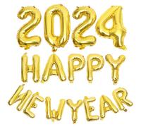 Générique Ballons Décoratifs Aluminium Doré 2024 Chiffres Nouvel An 2024 Kit Ballons Fête pour Décoration Soirée Accessoires Photo et Fête du Nouvel An
