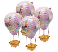 Générique Ballons en Aluminium 4D Montgolfière Animaux Lot de 4 Pièces Rose Décorations Anniversaire Garçon et Filles Ballons de Fête Résistants pour Événements et Photos Festives
