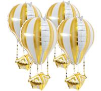 Générique Ballons Montgolfières en Aluminium Doré 4 Pièces, Décorations de Fête D’anniversaire pour Garçon et Filles, Accessoires de Ballon Légers pour Décoration Murale, Table et Fenêtre