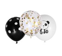 Générique Ballons Panda 12 Pouces en Latex Paillettes, Lot de 15 Set de Ballons Décoratifs Ruban Noir, Décoration Anniversaire et Fête