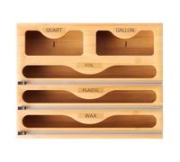 Générique Bamboo Wall-Mounted Wrap Organizer | Large Capacity Storage Box With Built-in Cutter | Kitchen Drawstring Bag Holder Dispenser | Multifunctional Cling Film Storage Case