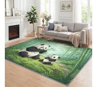 Générique Bambou Panda Tapis à Poils Courts 60x90 cm | Oriental Dessin Animé Animal Antidérapant Facile d'entretien pour Salon et Chambre à Coucher Entrée